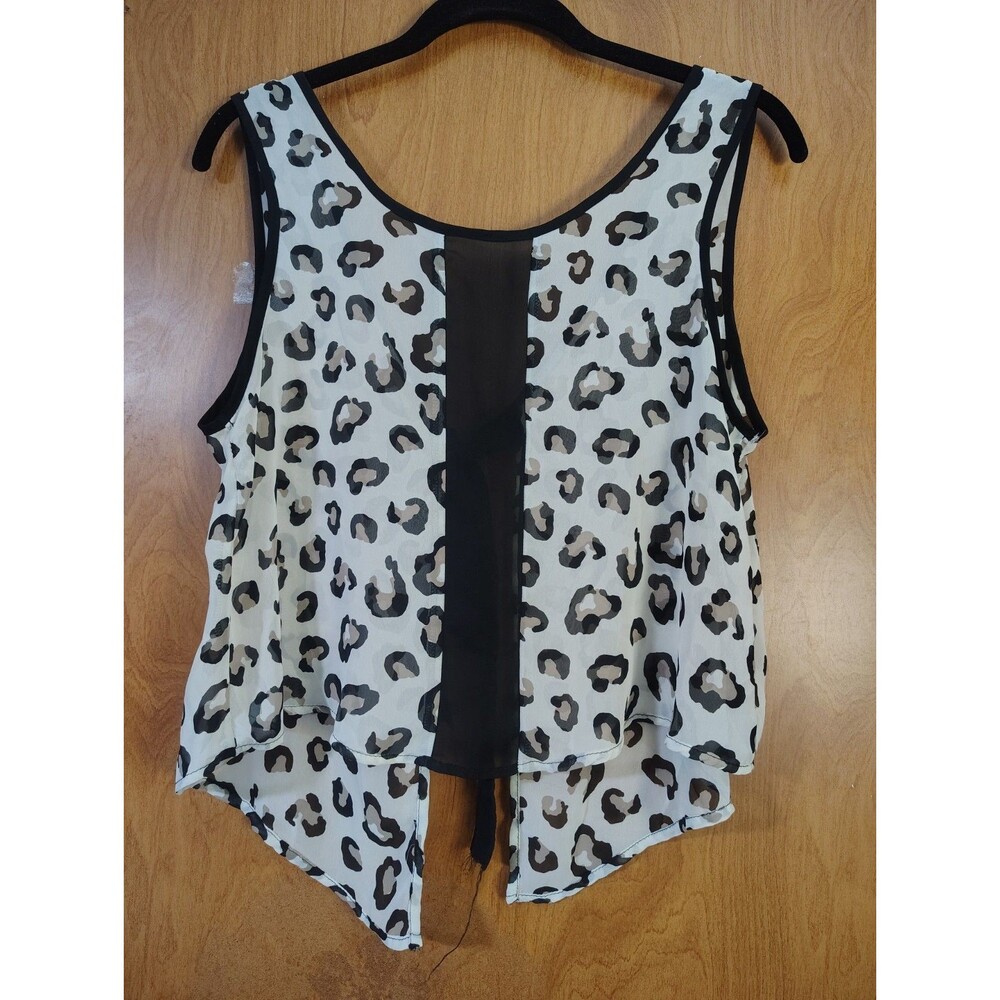 Charlotte Russe Leopard Print Tie Open Back Tank Top Sz M Thin Black White Y2K